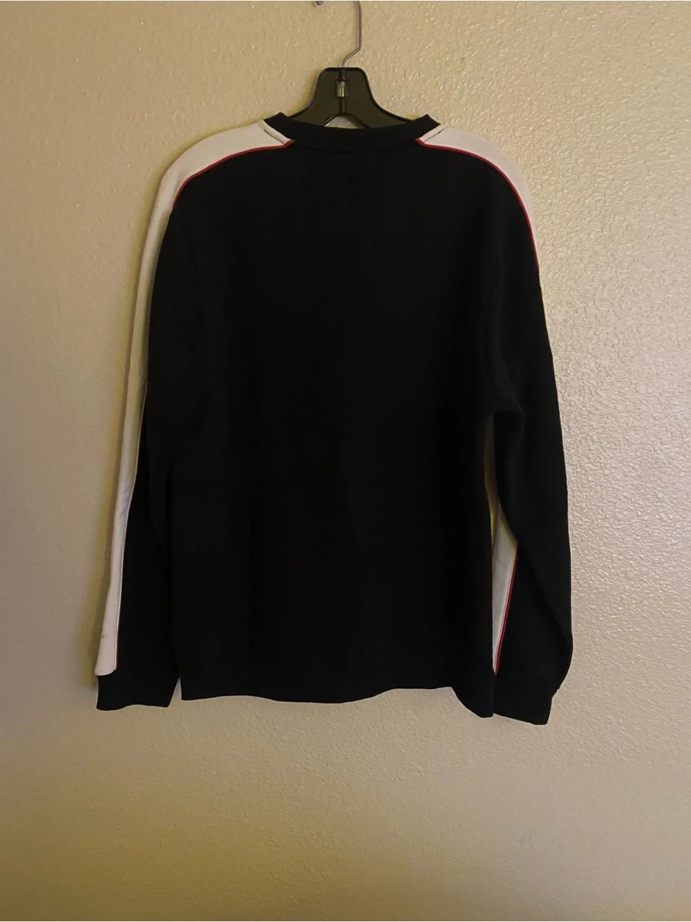 GUESS Black Crewneck Sweatshirt with White Panel and Red Logo